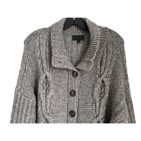 INTERMIX Wool Blend Knitted Jacket Cardigan Oversized Beige Size Large - Picture 2 of 9